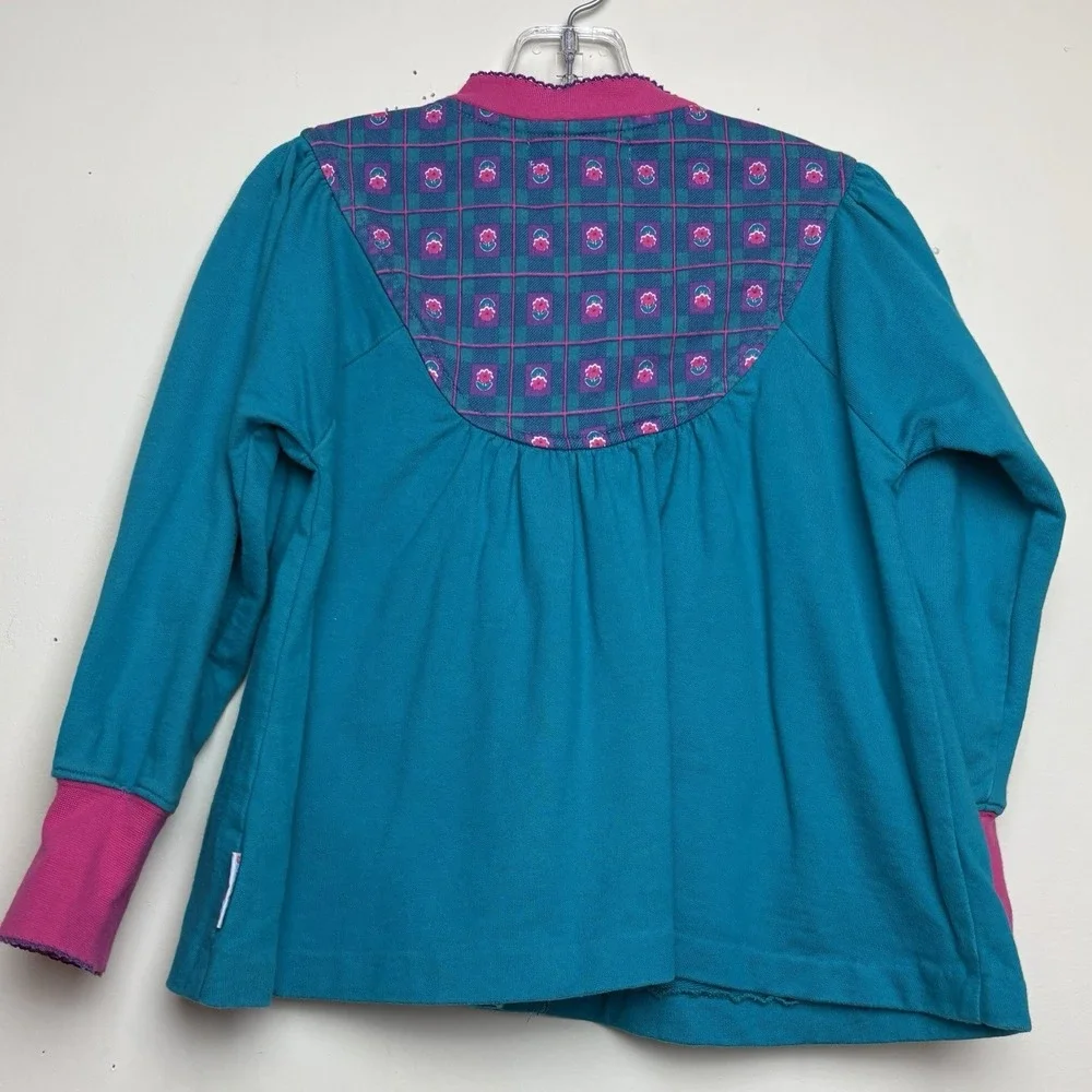 Vtg Gymboree Swing Top Cardigan Plaid Girls Medium 2T-3T Turquoise Rainbow Tag
